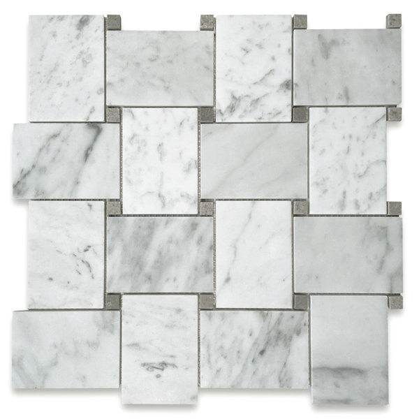 Marble Online 11" x 11" Marble Basketweave Mosaic Wall & Floor Tile